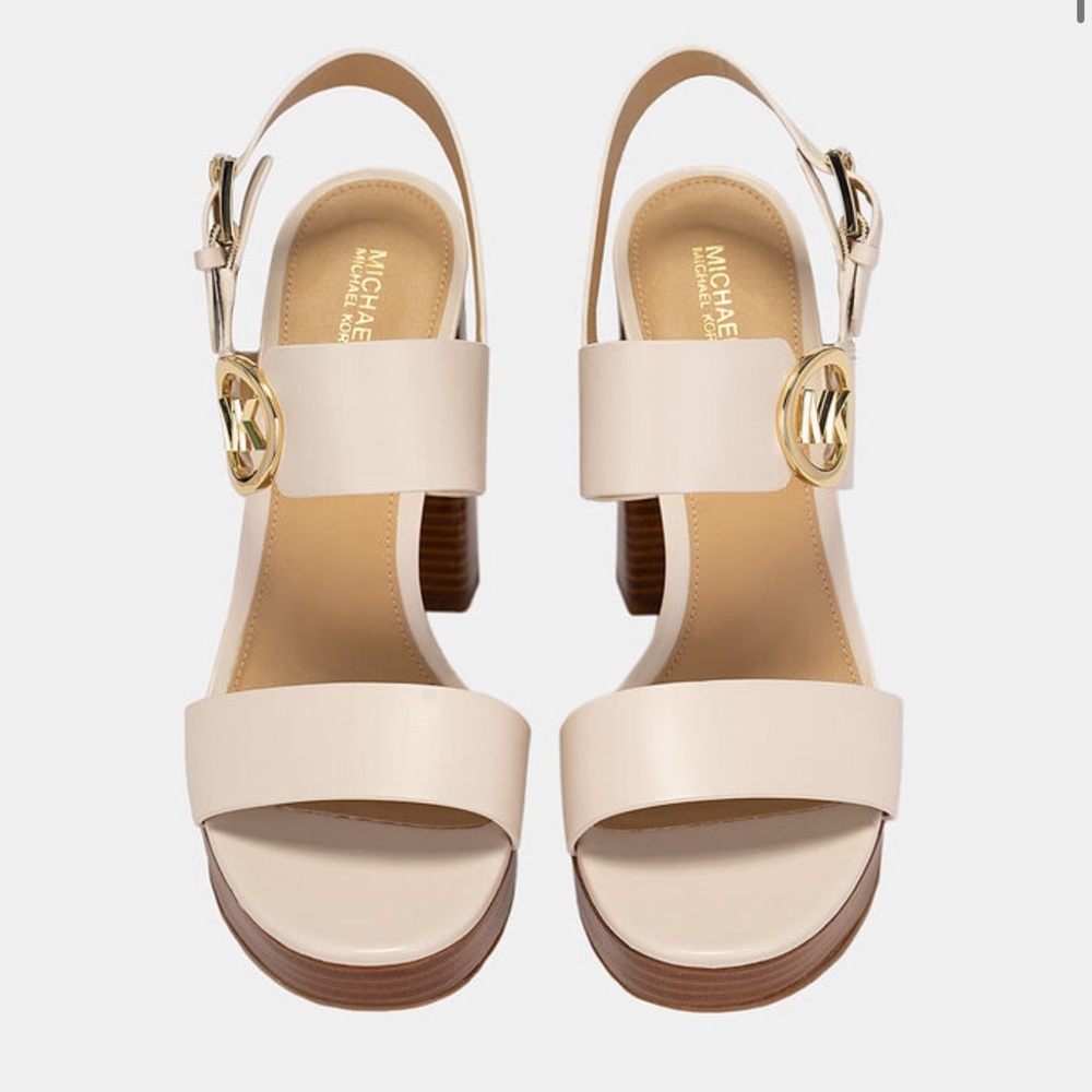 Michael Kors Leather Cream Summer Platform Sandal NIB size 9 - Picture 5 of 11